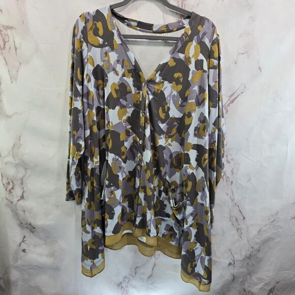 Logo by Lori Goldstein Shirt Womens 1X Purple Long Sleeve Flowy Pocket Cardigan - Picture 1 of 13